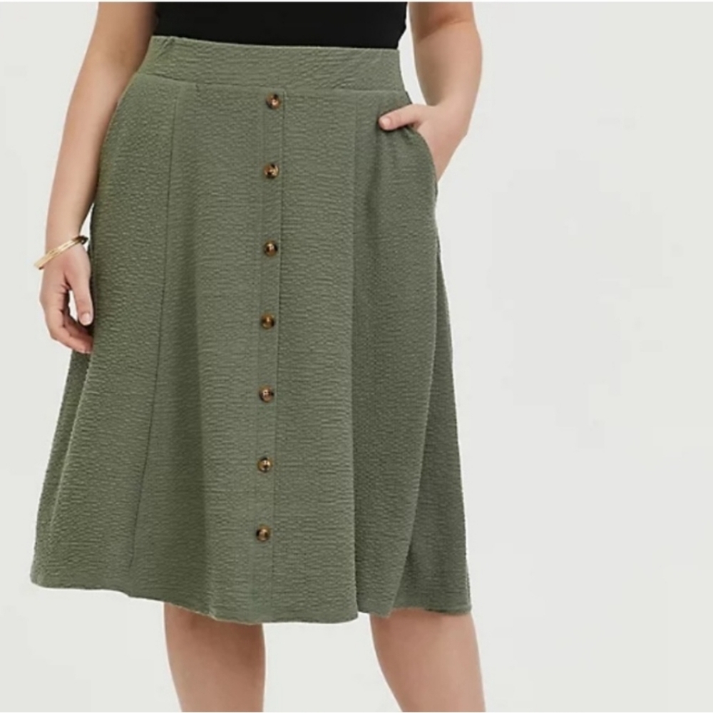 Torrid Olive Stretch Midi Skirt Size 4X